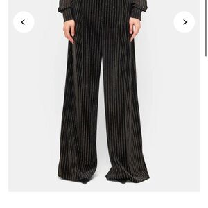 Ronny Kobo Collection Black and Gold Striped Wide Leg Pants